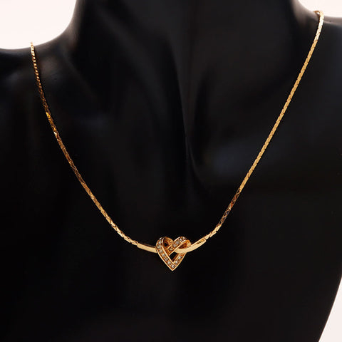 Christian Dior Rhinestone Heart CD Logo Necklace gold WS13112