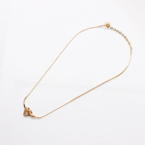 Christian Dior Rhinestone Heart CD Logo Necklace gold WS13112