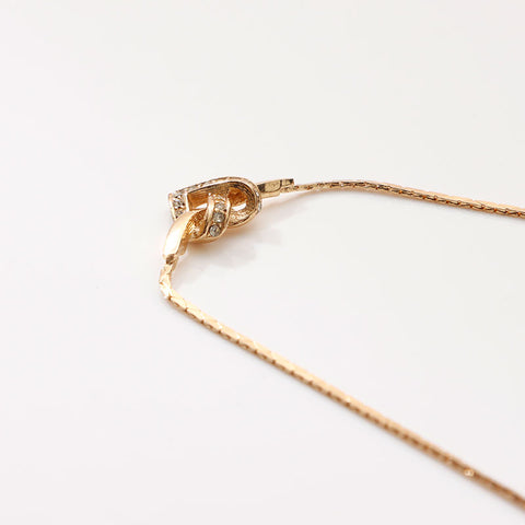 Christian Dior Rhinestone Heart CD Logo Necklace gold WS13112