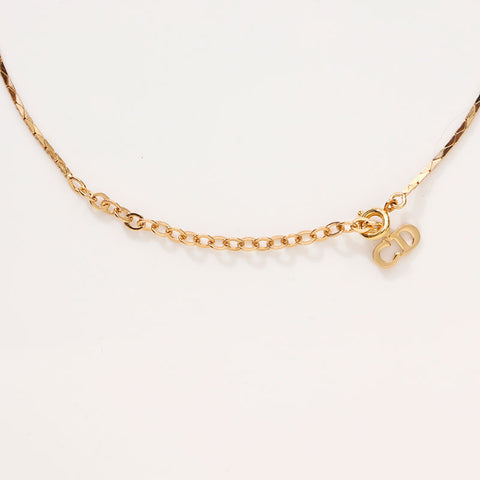 Christian Dior Rhinestone Heart CD Logo Necklace gold WS13112