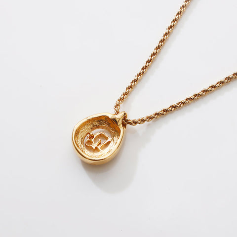 Christian Dior Logo rhinestone Necklace gold WS13116