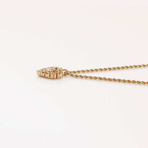 Christian Dior Logo rhinestone Necklace gold WS13117