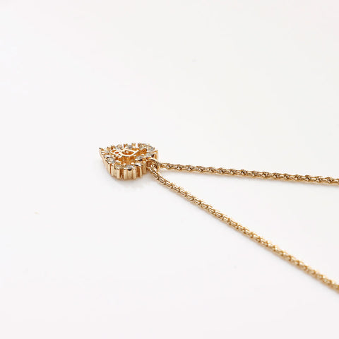 Christian Dior Logo rhinestone Necklace gold WS13117