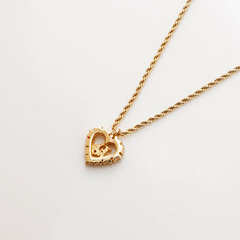 Christian Dior Logo rhinestone Necklace gold WS13117