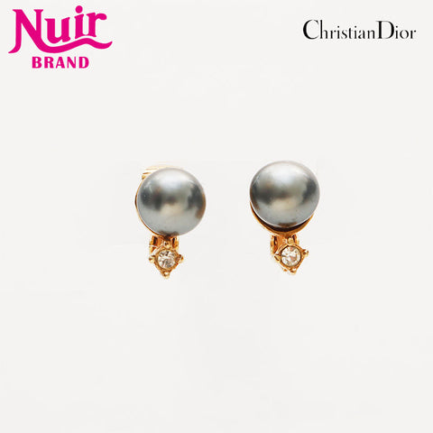 Christian Dior Pearl rhinestone Earring gold WS13119