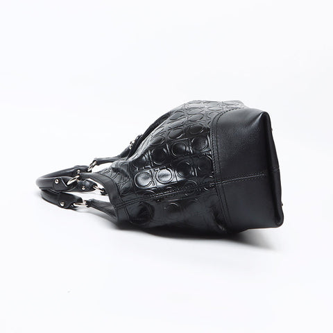 サルヴァトーレフェラガモ Salvatore Ferragamo ガンチーニ エンボス加工 シルバー金具 ハンドバッグ ブラック WS13122