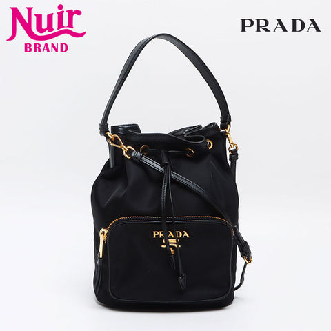 プラダ PRADA ナイロン ロゴ 2way 巾着  ヴェラ  ショルダーバッグ ブラック WS13134