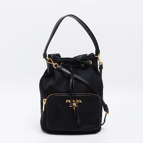 プラダ PRADA ナイロン ロゴ 2way 巾着  ヴェラ  ショルダーバッグ ブラック WS13134