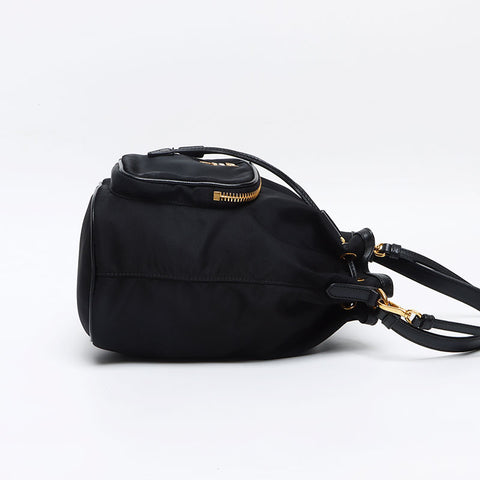 プラダ PRADA ナイロン ロゴ 2way 巾着  ヴェラ  ショルダーバッグ ブラック WS13134
