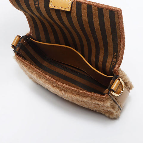 フェンディ FENDI ナノ バケット ボア バッグチャーム ショルダーバッグ ブラウン WS13141