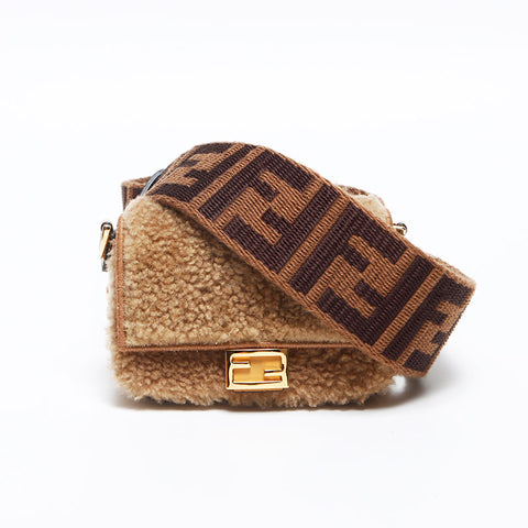 フェンディ FENDI ナノ バケット ボア バッグチャーム ショルダーバッグ ブラウン WS13141