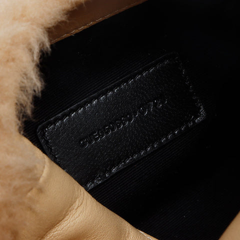 イヴ・サンローラン YVES SAINT LAURENT ウール ボア ロゴ カードケース付き クラッチバッグ ベージュ WS13143