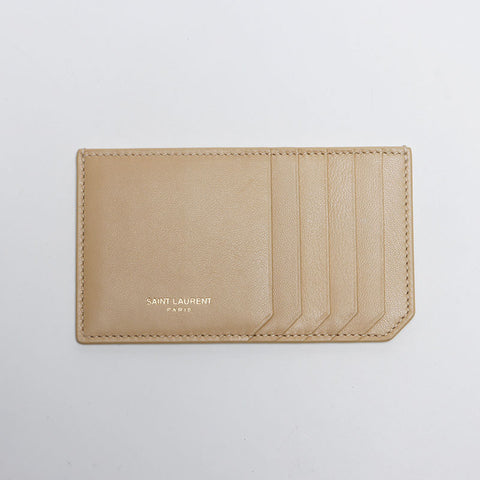 イヴ・サンローラン YVES SAINT LAURENT ウール ボア ロゴ カードケース付き クラッチバッグ ベージュ WS13143