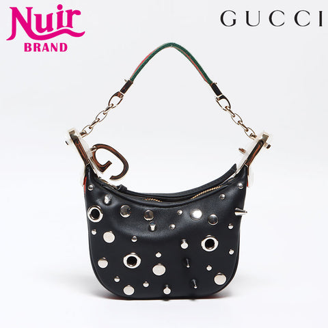 グッチ GUCCI ミニバッグ スタッズ 2way レザー ショルダーバッグ ブラック WS13145
