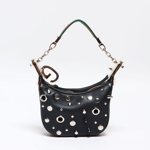 グッチ GUCCI ミニバッグ スタッズ 2way レザー ショルダーバッグ ブラック WS13145