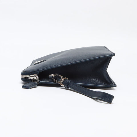 プラダ PRADA サフィアーノ スモール レザー ポーチ クラッチバッグ ネイビー WS13146