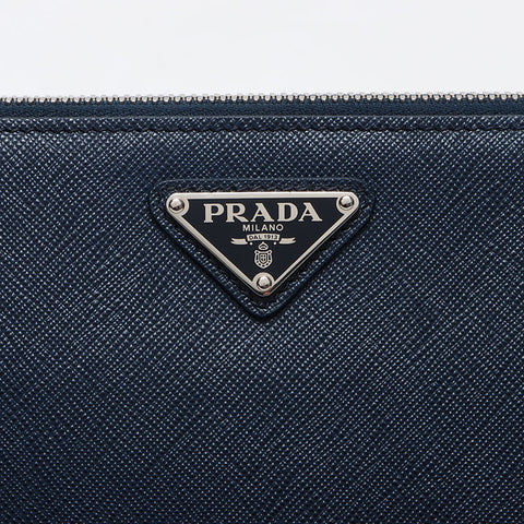 プラダ PRADA サフィアーノ スモール レザー ポーチ クラッチバッグ ネイビー WS13146