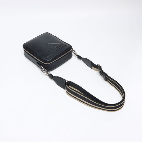 PRADA Saffiano triangle logo Shoulder Bag black WS13147