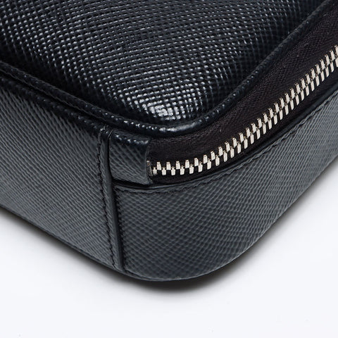 PRADA Saffiano triangle logo Shoulder Bag black WS13147