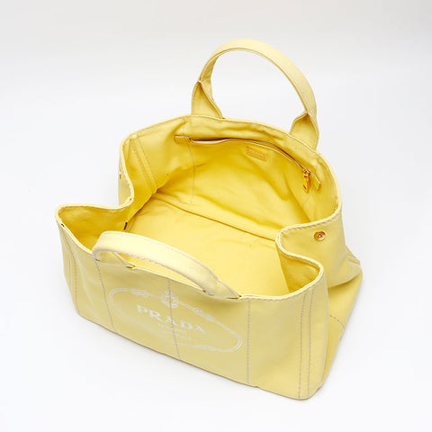 PRADA Canapa L Large Tote Bag yellow WS13148