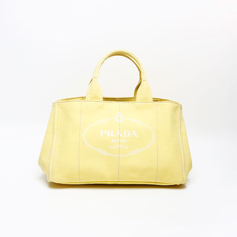 PRADA Canapa L Large Tote Bag yellow WS13148