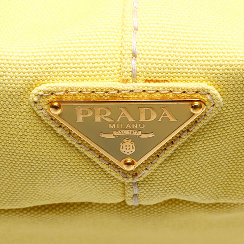 PRADA Canapa L Large Tote Bag yellow WS13148