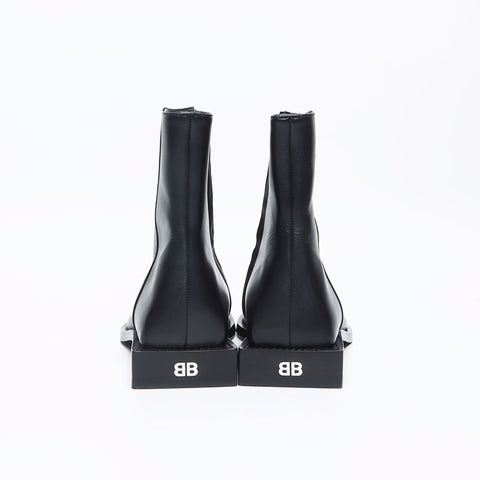 バレンシアガ BALENCIAGA BBロゴ サイドジップ レザー Size:38.5 約25.5cm ブーツ ブラック WS13164