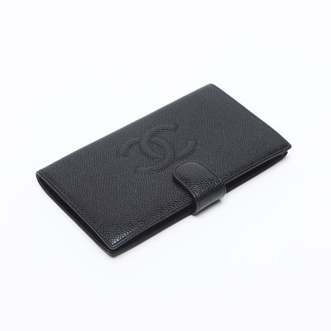 シャネル CHANEL 2008-2009年 キャビアスキン ココマーク 12番台 長財布 ブラック WS13166