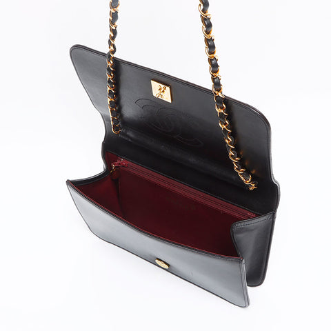 CHANEL Pushlock Lambskin Matelasse 1999-2000 Shoulder Bag black WS13167