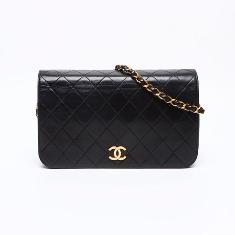 CHANEL Pushlock Lambskin Matelasse 1999-2000 Shoulder Bag black WS13167