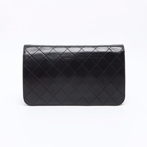 CHANEL Pushlock Lambskin Matelasse 1999-2000 Shoulder Bag black WS13167