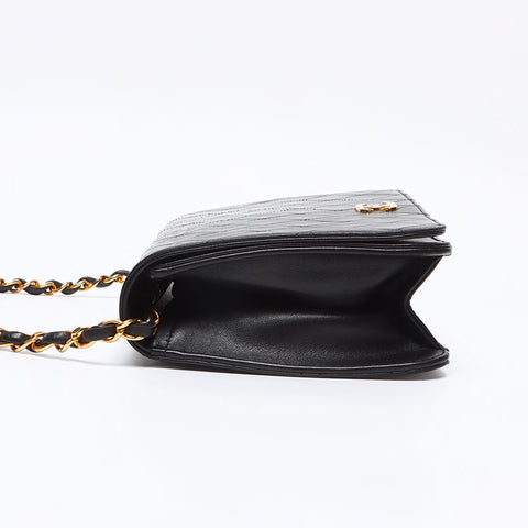 シャネル CHANEL プッシュロック ラムスキン マトラッセ 1999-2000 ショルダーバッグ ブラック WS13167