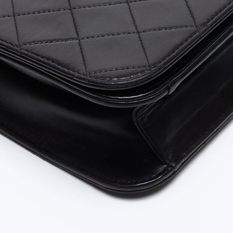 CHANEL Pushlock Lambskin Matelasse 1999-2000 Shoulder Bag black WS13167