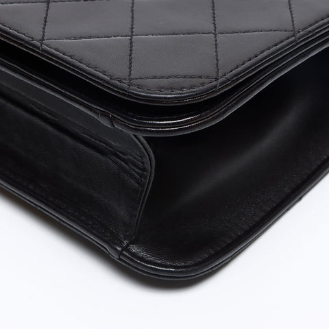 CHANEL Pushlock Lambskin Matelasse 1999-2000 Shoulder Bag black WS13167