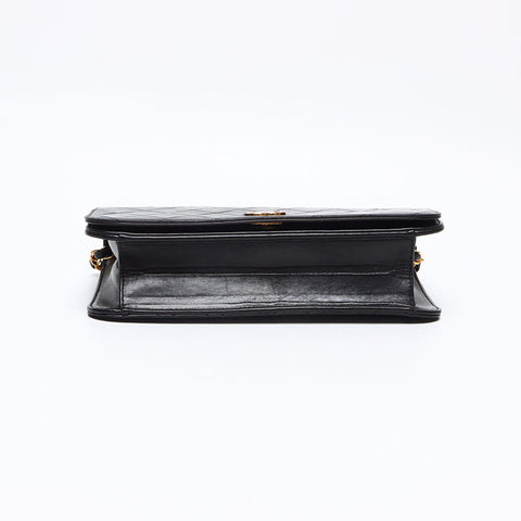 CHANEL Pushlock Lambskin Matelasse 1999-2000 Shoulder Bag black WS13167
