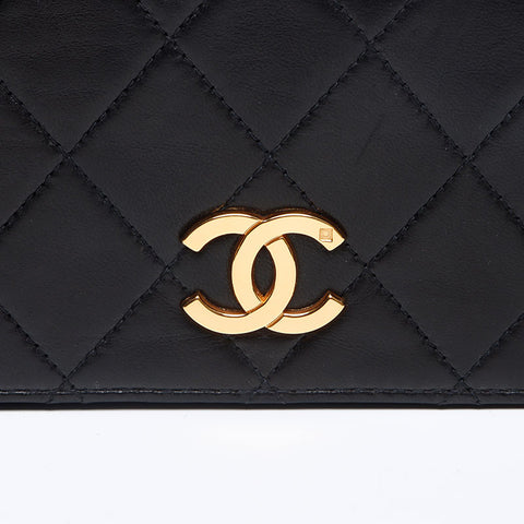 CHANEL Pushlock Lambskin Matelasse 1999-2000 Shoulder Bag black WS13167
