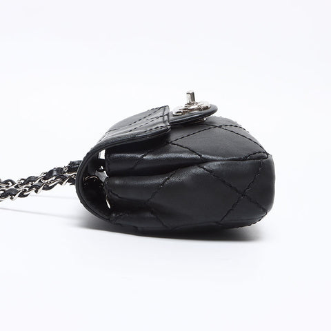 CHANEL Lambskin Wild Stitch Mini 14th Series Shoulder Bag black WS13168