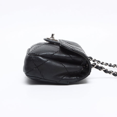 CHANEL Lambskin Wild Stitch Mini 14th Series Shoulder Bag black WS13168