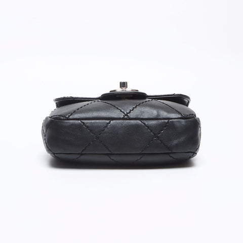 CHANEL Lambskin Wild Stitch Mini 14th Series Shoulder Bag black WS13168