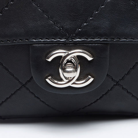 CHANEL Lambskin Wild Stitch Mini 14th Series Shoulder Bag black WS13168
