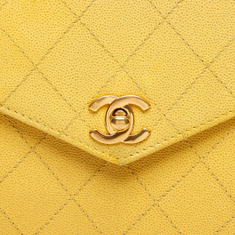 CHANEL 鱼子酱皮 Wild Stitch 5th Series 1999-2000 手提包 黄色 WS13170