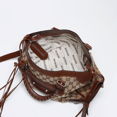 グッチ GUCCI ×BALENCIAGA バレンシアガ GGキャンバス ネオ クラシック シティ ショルダーバッグ ブラウン WS13181