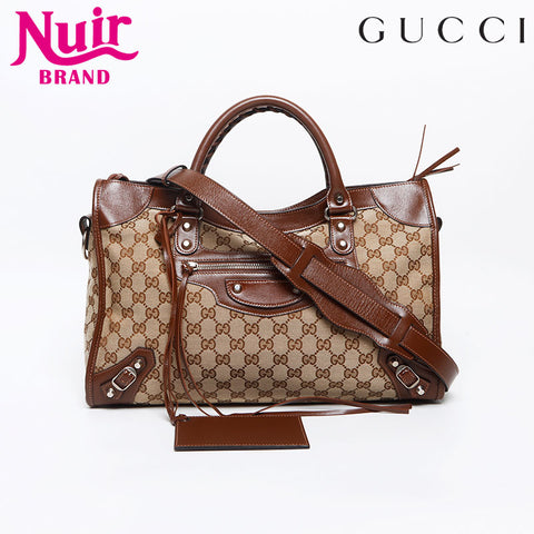 グッチ GUCCI ×BALENCIAGA バレンシアガ GGキャンバス ネオ クラシック シティ ショルダーバッグ ブラウン WS13181