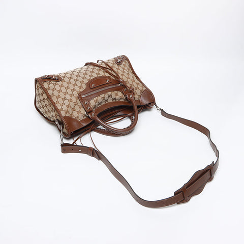 グッチ GUCCI ×BALENCIAGA バレンシアガ GGキャンバス ネオ クラシック シティ ショルダーバッグ ブラウン WS13181