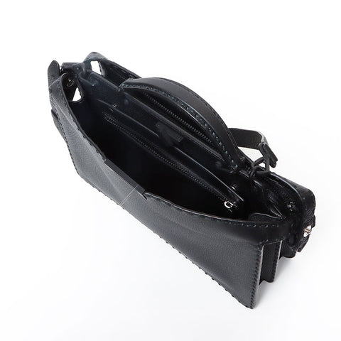 FENDI Peekaboo I See You Medium 2way Matte Black Metal Shoulder Bag black WS13183