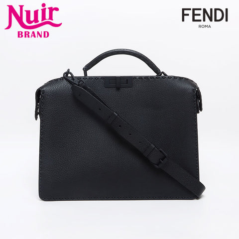 フェンディ FENDI ピーカブー アイシーユー ミディアム 2way マットブラック 金具 ショルダーバッグ ブラック WS13183