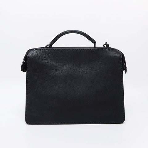 FENDI Peekaboo I See You Medium 2way Matte Black Metal Shoulder Bag black WS13183