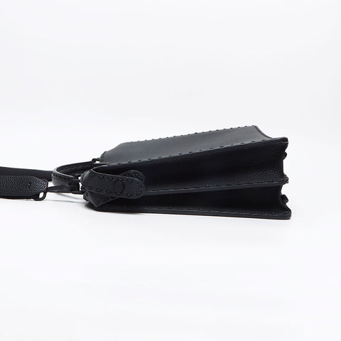 FENDI Peekaboo I See You Medium 2way Matte Black Metal Shoulder Bag black WS13183