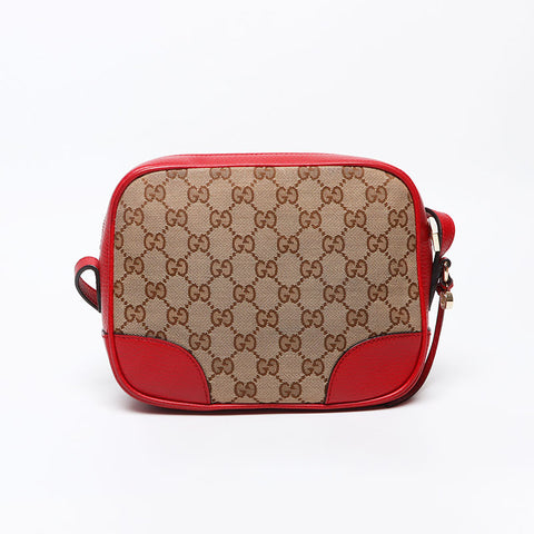 グッチ GUCCI GGキャンバス レッド レザー ショルダーバッグ ベージュ WS13184