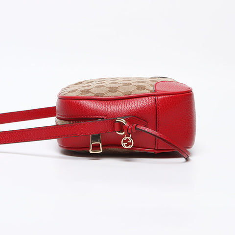グッチ GUCCI GGキャンバス レッド レザー ショルダーバッグ ベージュ WS13184